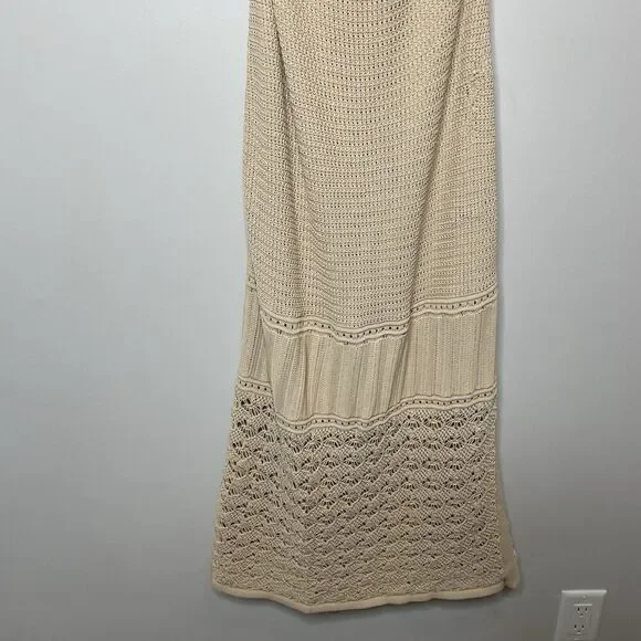 SIGNIFICANT OTHER Abby Dress Women 10 Crochet Maxi Cross Open Back Tan - Picture 9 of 16